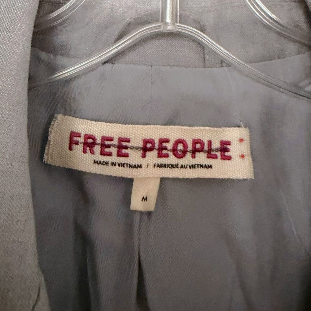 Free People Agnes Blazer Bomber Jacket Women's Med Grey Preppy Minimalist NEW - Picture 3 of 7